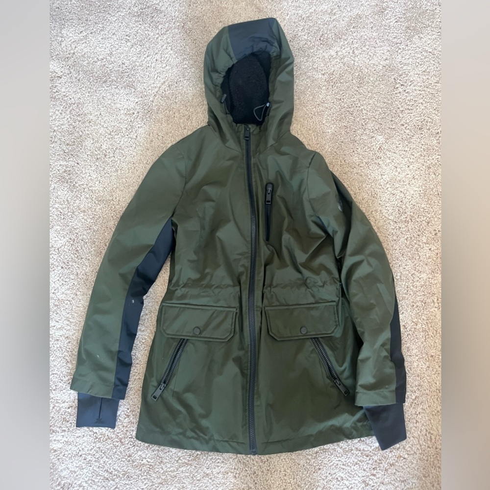 Michael kors green fleece lined, coat jacket, woman small